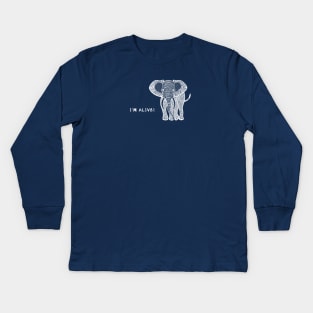 Elephant - I'm Alive! - African animal design Kids Long Sleeve T-Shirt